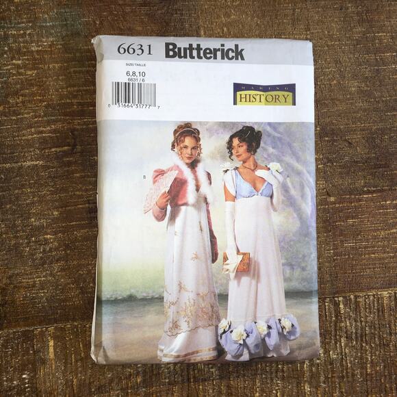 Butterick Sewing Pattern 6631 Bridgerton Regency Ball Jacket Gown 6-10 UNCUT - Picture 1 of 3